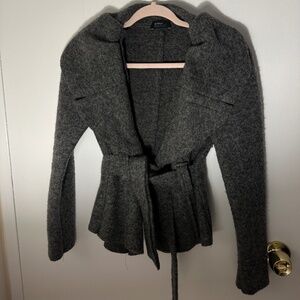 Le Group Basic Grey Wool-Blend Cropped Fitted Jacket Fits XS-S